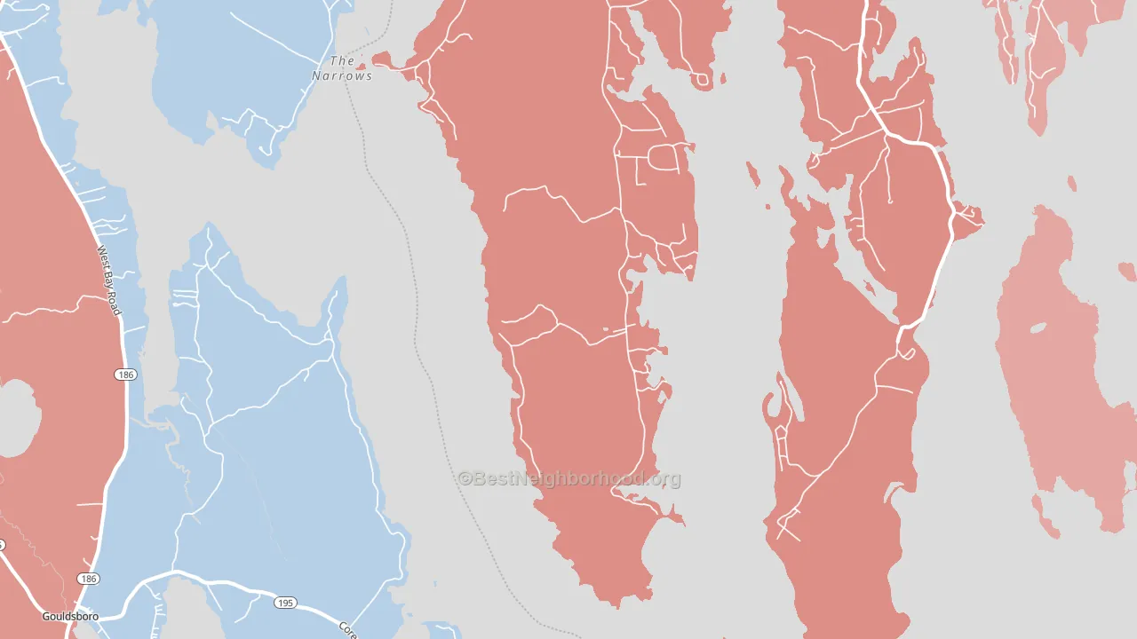 Corea, ME block-group political-lean map