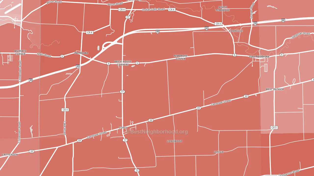 Corfu, NY block-group political-lean map