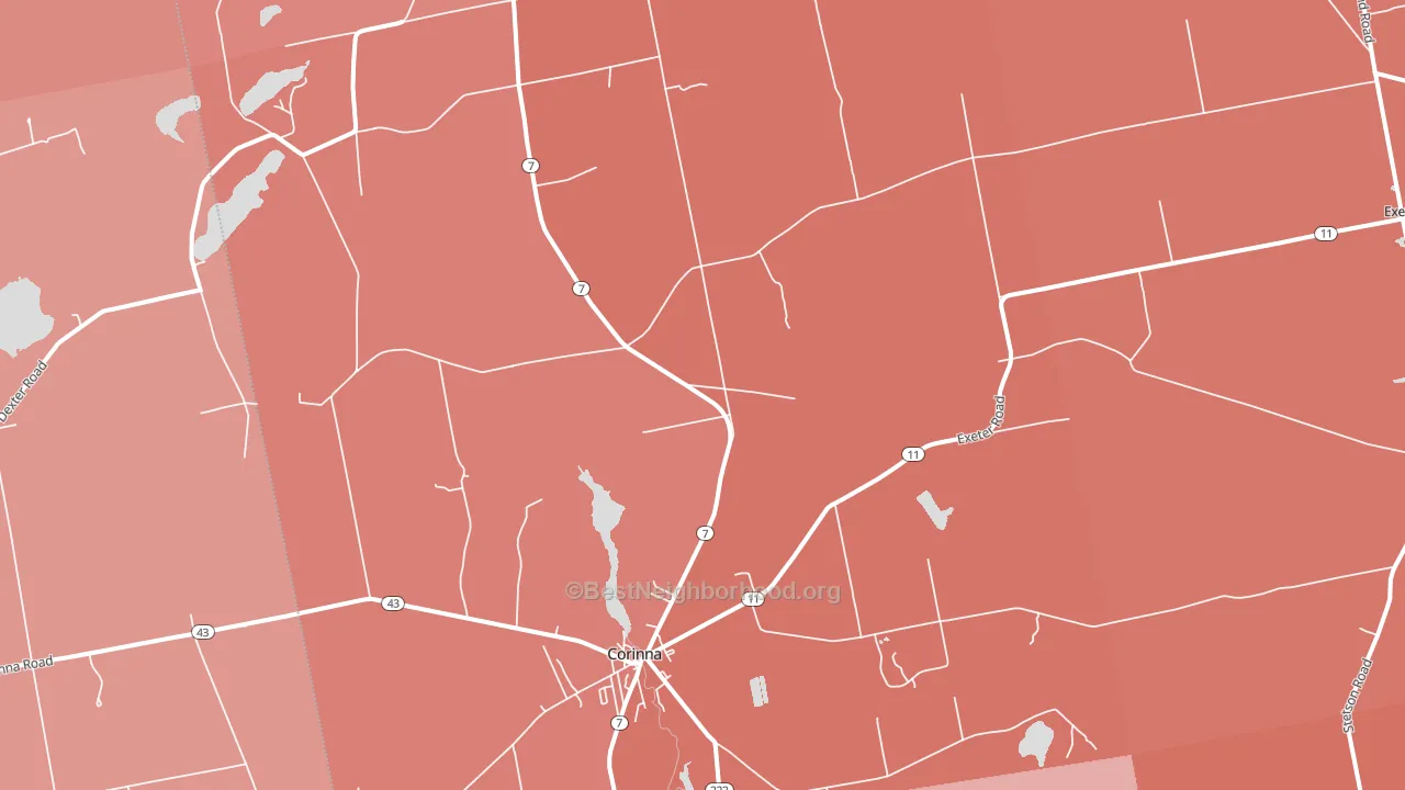 Corinna, ME block-group political-lean map