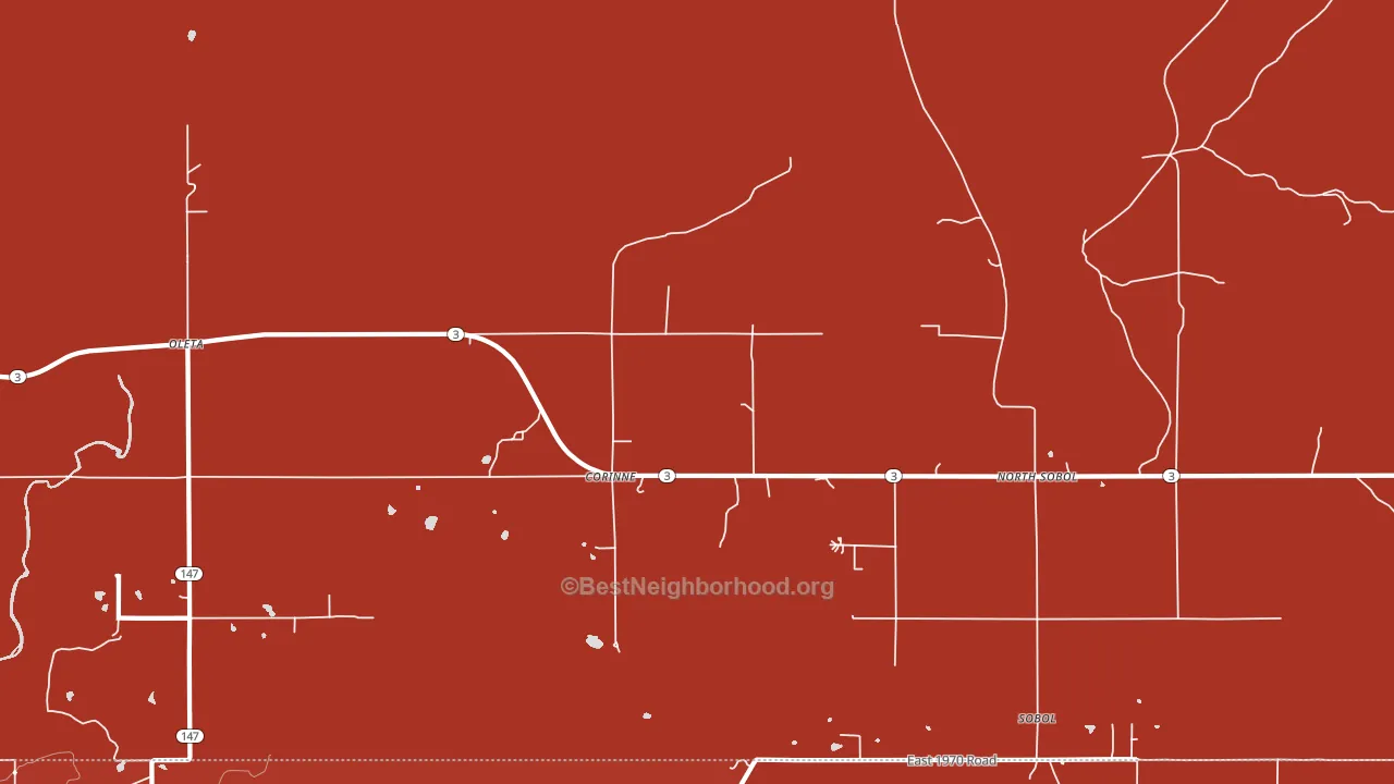 Corinne, OK block-group political-lean map