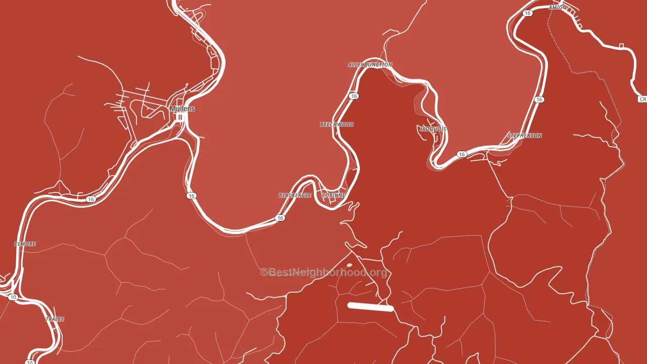 Corinne, WV block-group political-lean map
