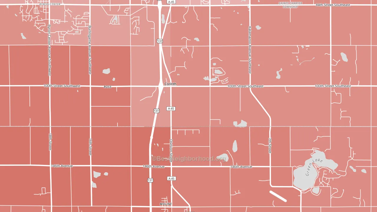 Corinth, MI block-group political-lean map
