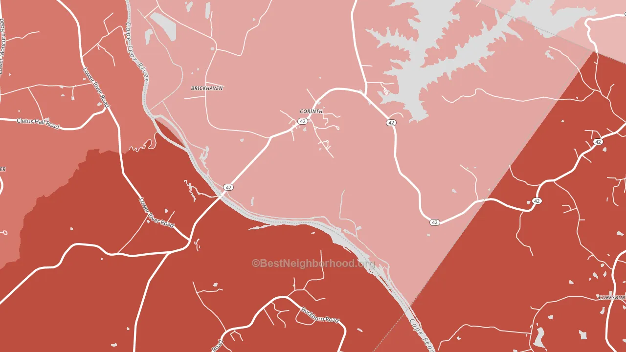Corinth, NC block-group political-lean map