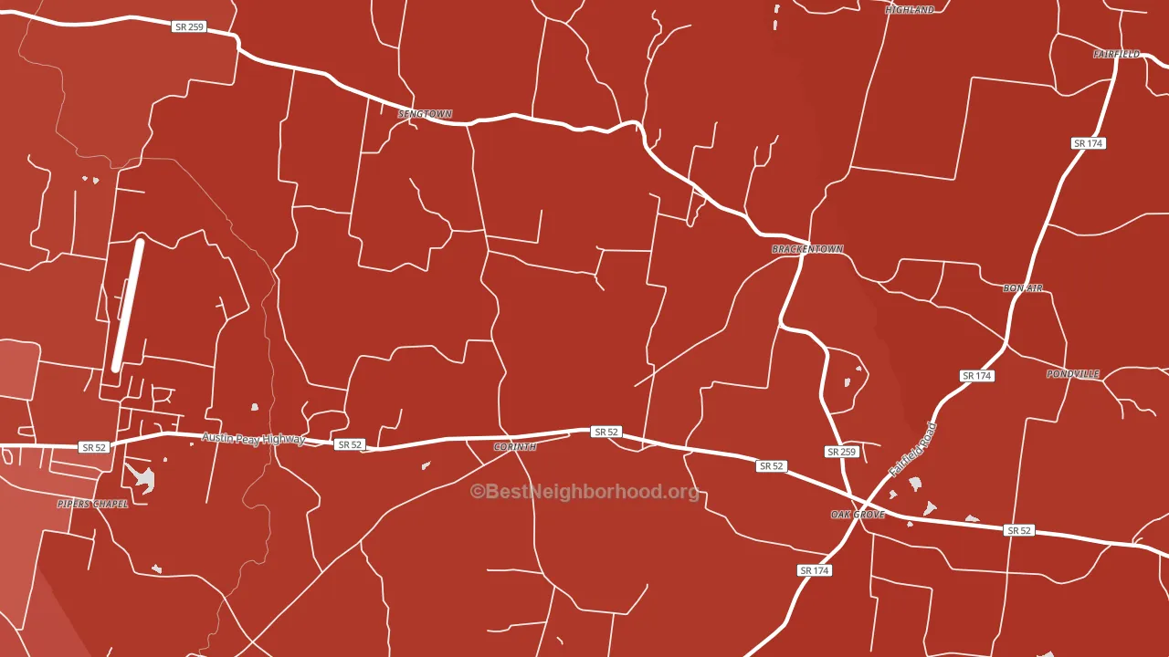 Corinth, TN block-group political-lean map