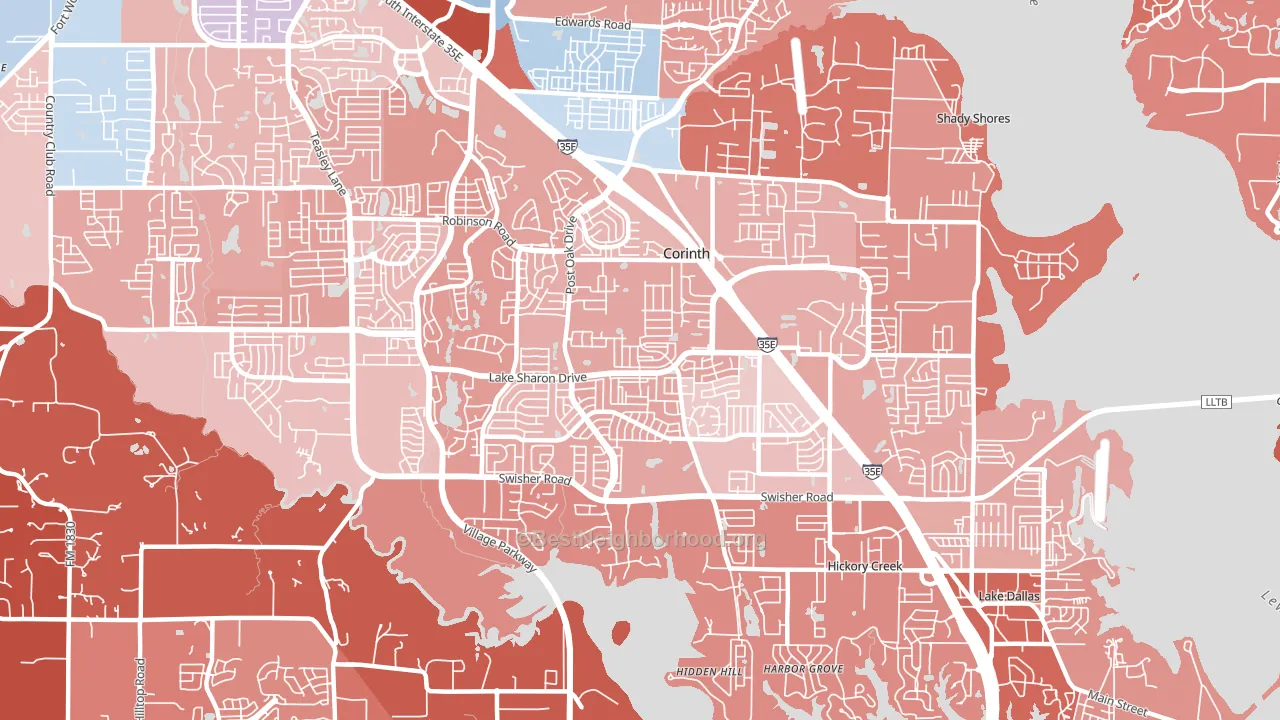 Corinth, TX block-group political-lean map
