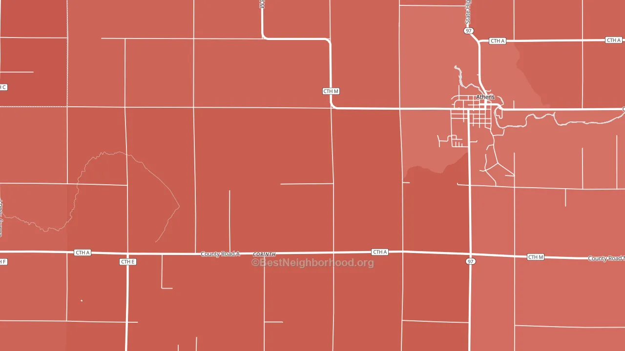 Corinth, WI block-group political-lean map