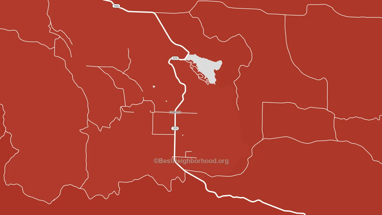 Corley, AR block-group political-lean map