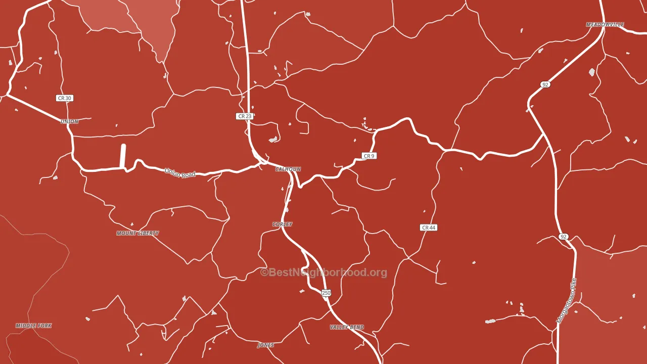 Corley, WV block-group political-lean map