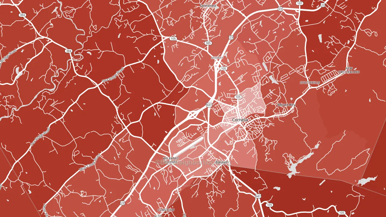 Cornelia, GA block-group political-lean map