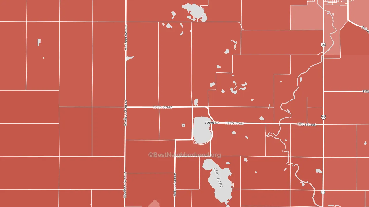 Cornelia, IA block-group political-lean map