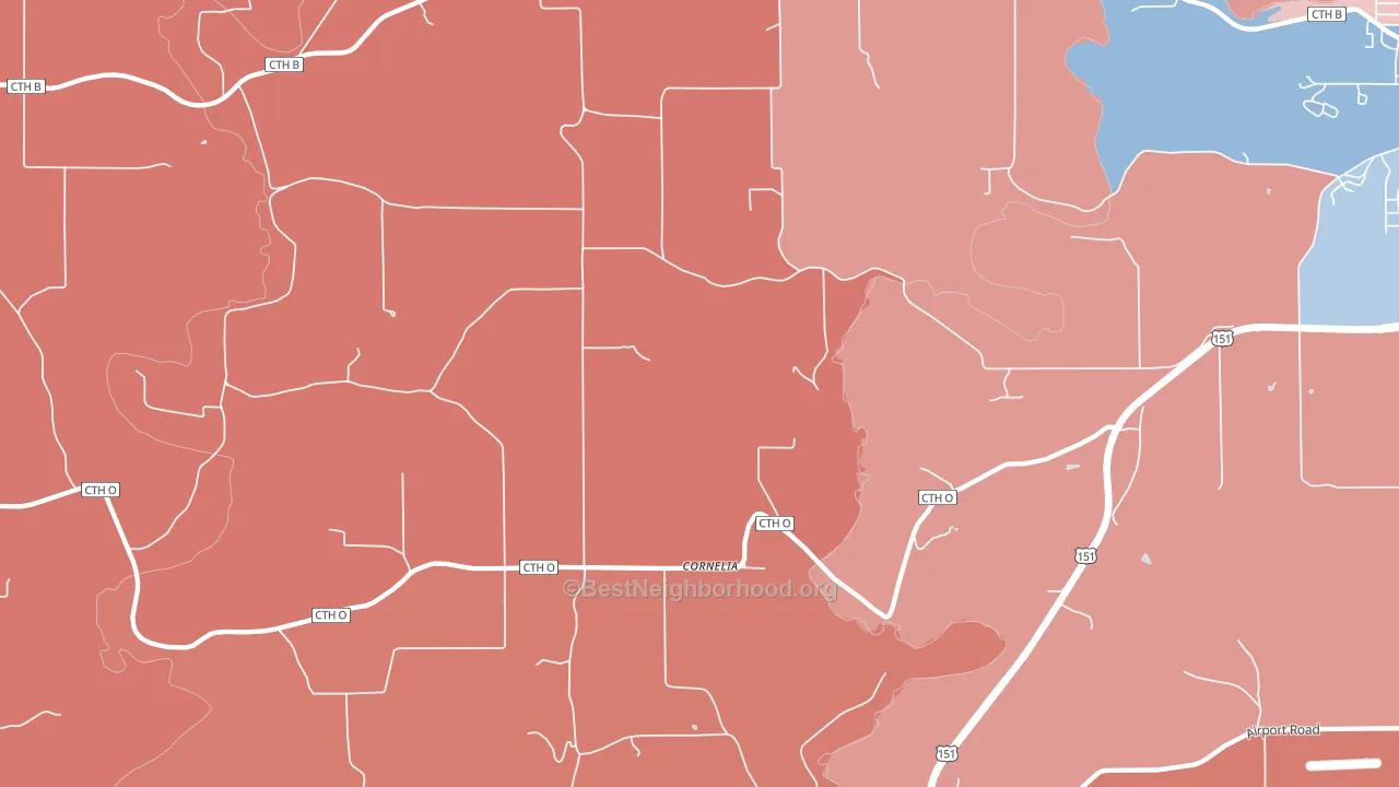 Cornelia, WI block-group political-lean map