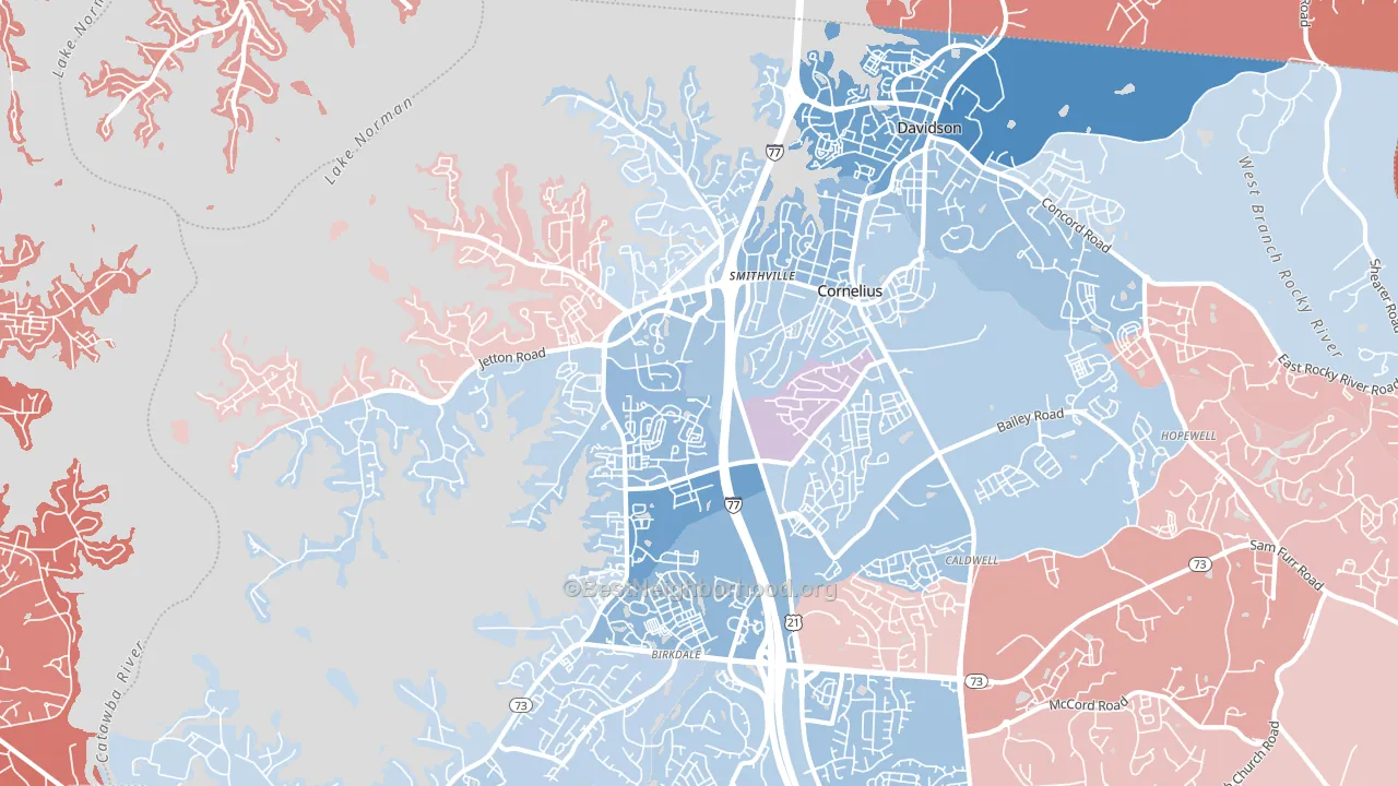 Cornelius, NC block-group political-lean map