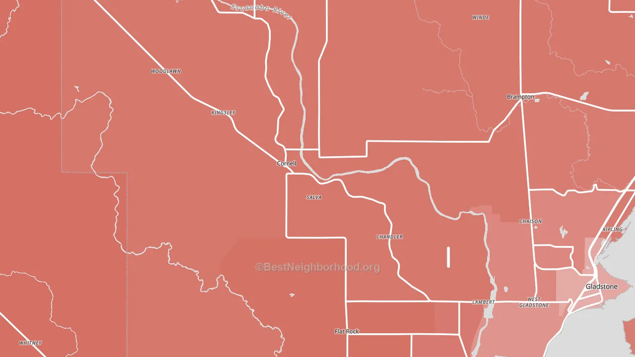 Cornell, MI block-group political-lean map