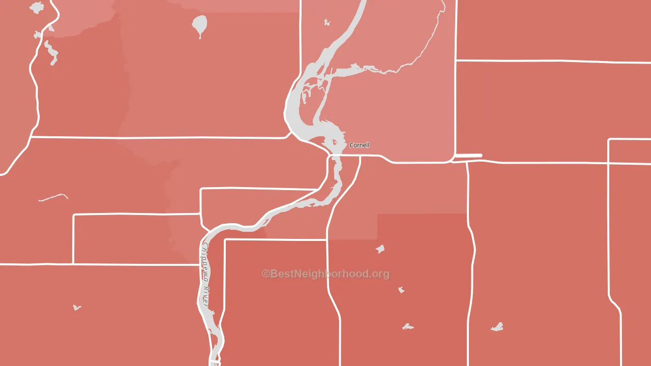 Cornell, WI block-group political-lean map
