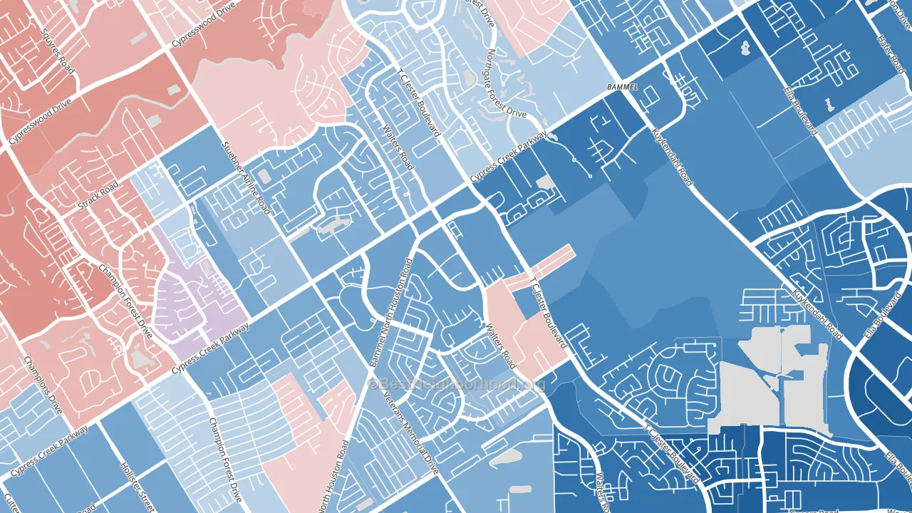 Cornerstone Village North, Houston, TX block-group political-lean map
