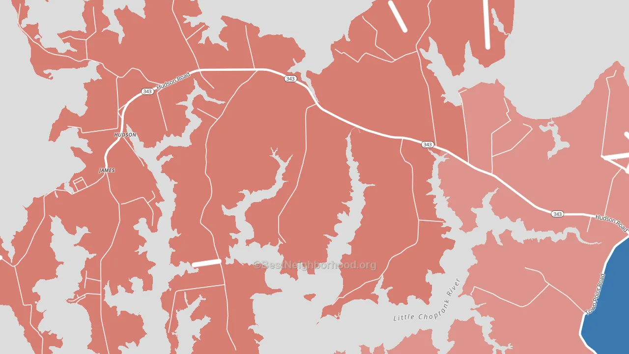 Cornersville, MD block-group political-lean map