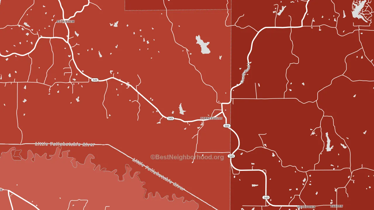 Cornersville, MS block-group political-lean map