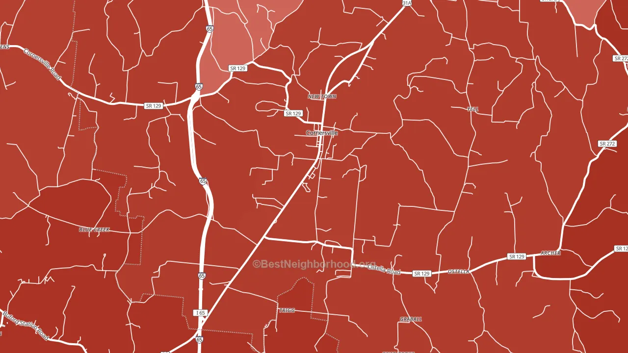 Cornersville, TN block-group political-lean map