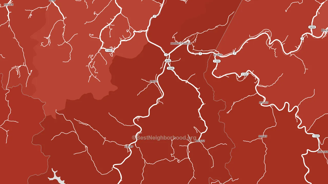 Cornettsville, KY block-group political-lean map