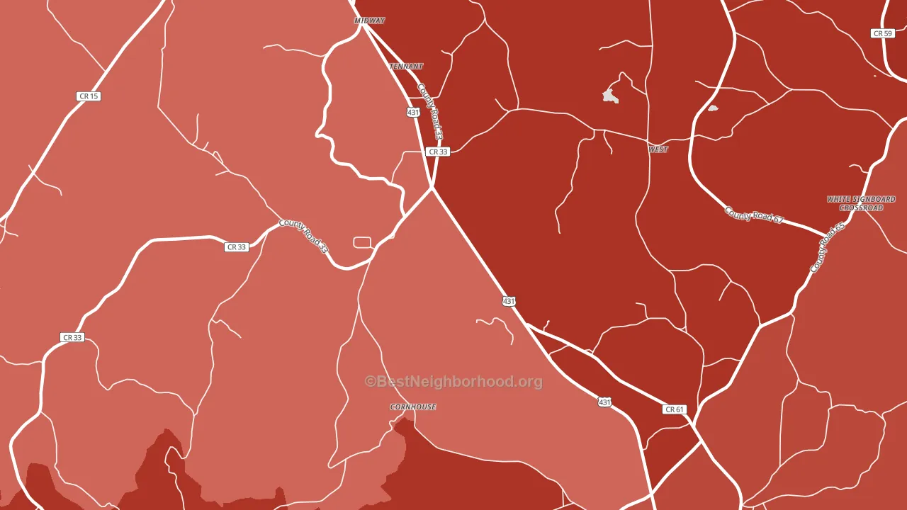 Cornhouse, AL block-group political-lean map