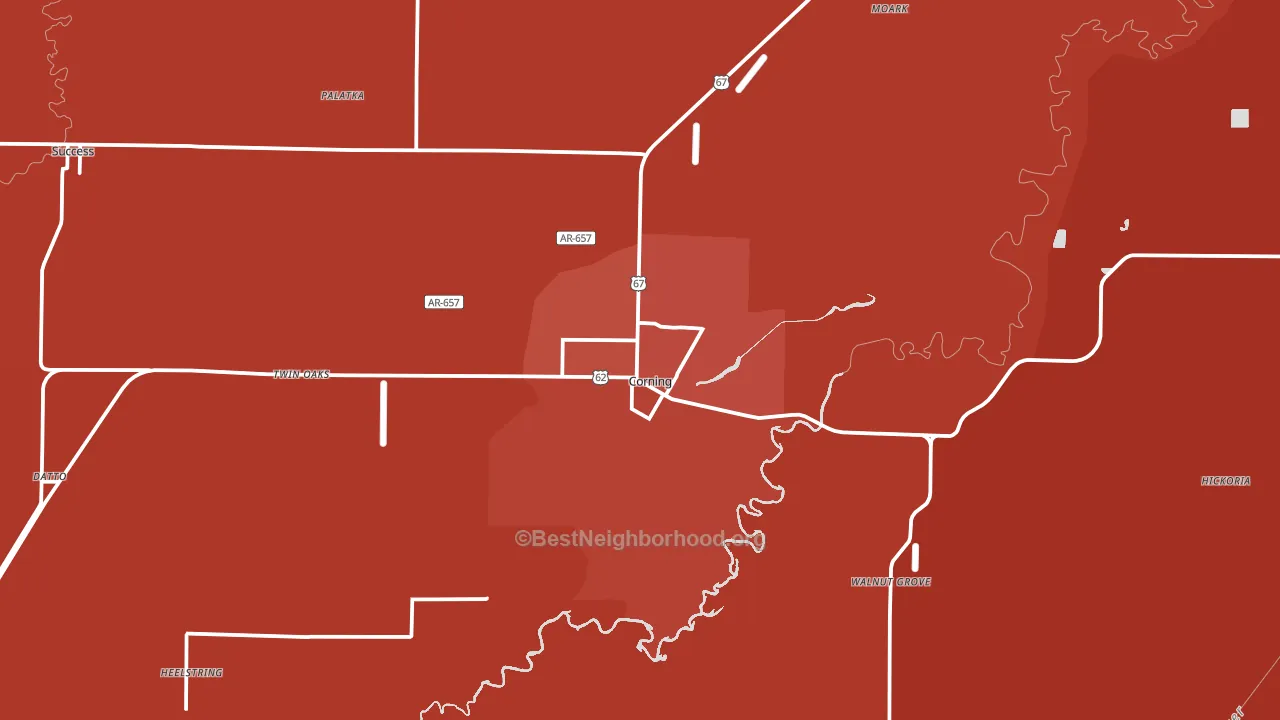 Corning, AR block-group political-lean map