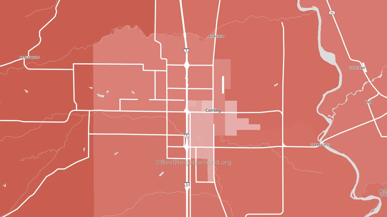 Corning, CA block-group political-lean map