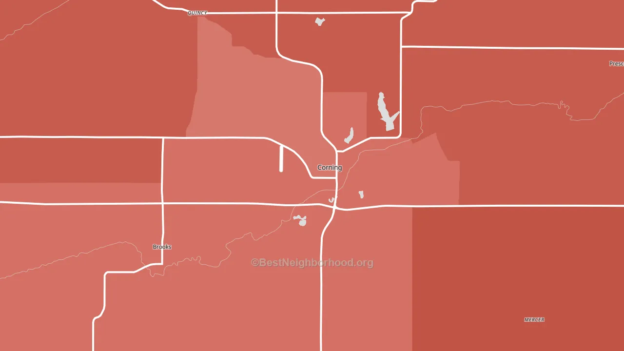 Corning, IA block-group political-lean map