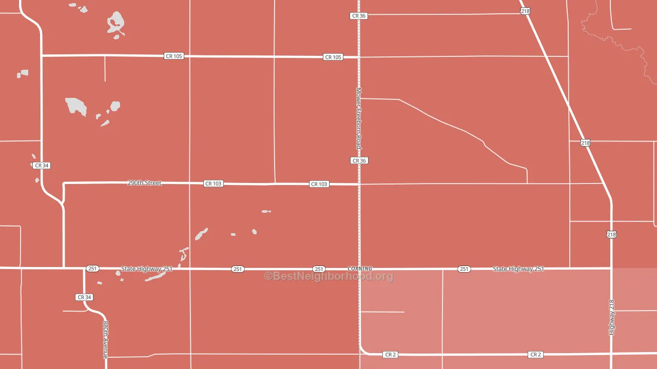 Corning, MN block-group political-lean map