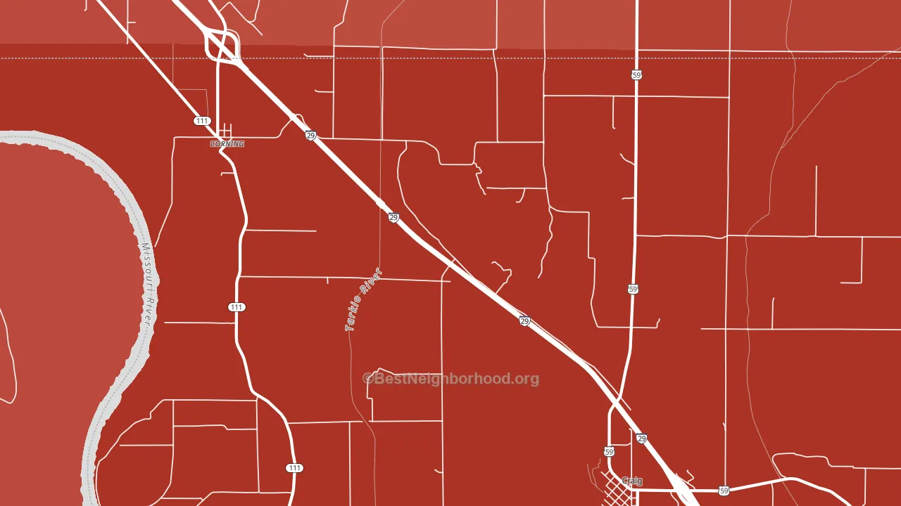Corning, MO block-group political-lean map