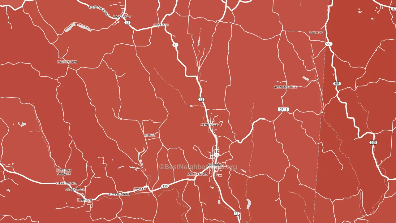 Corning, OH block-group political-lean map