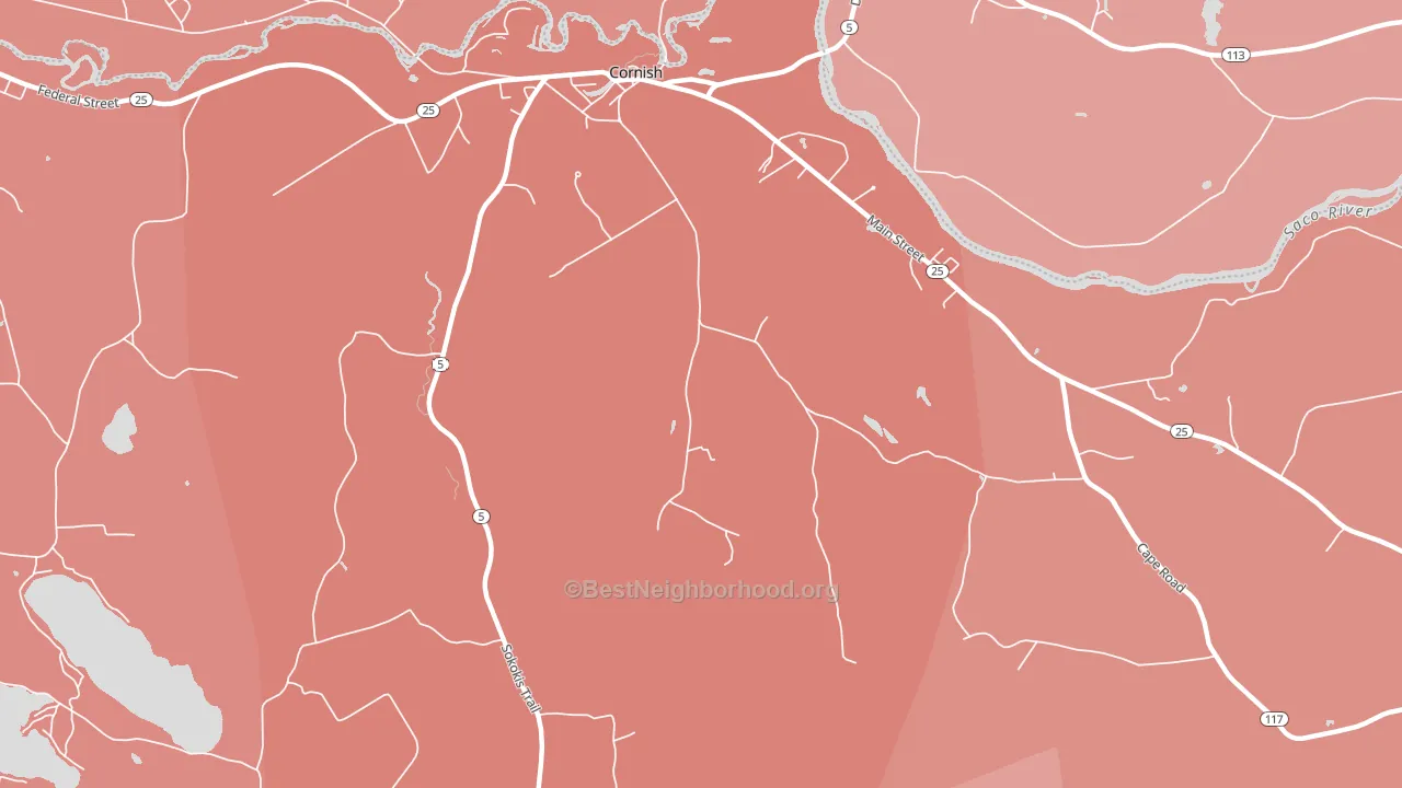 Cornish, ME block-group political-lean map