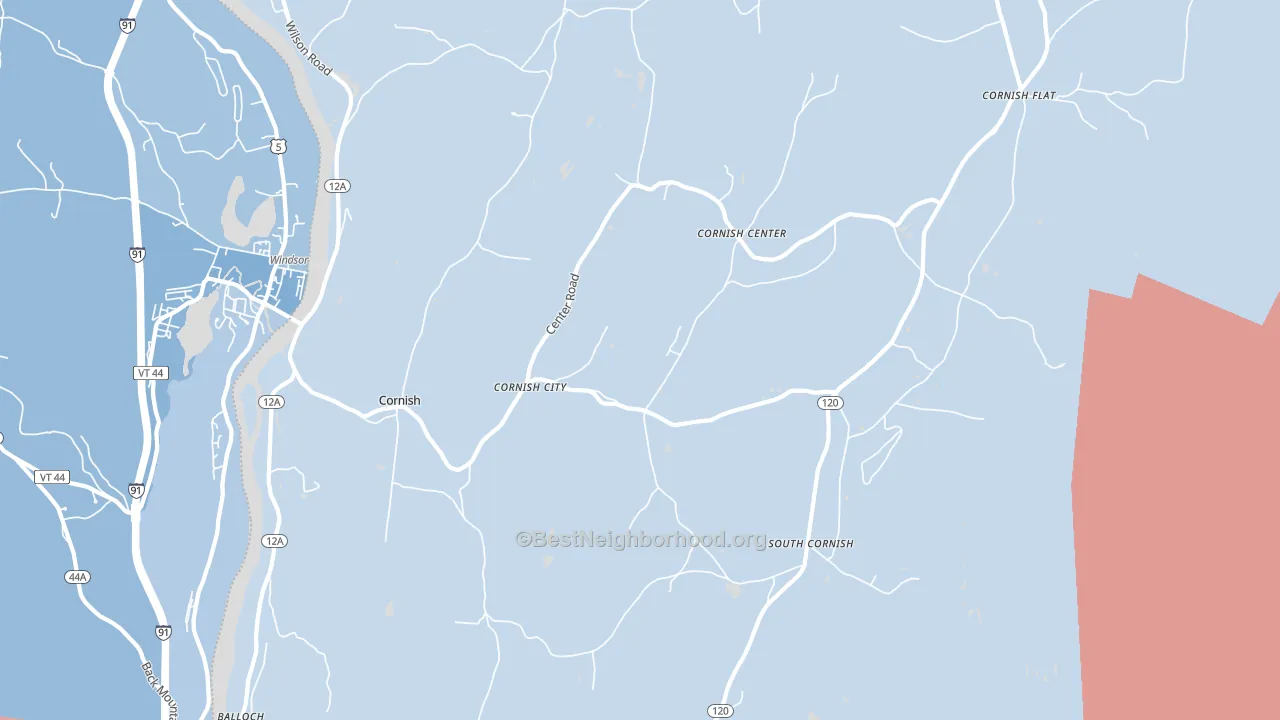 Cornish, NH block-group political-lean map