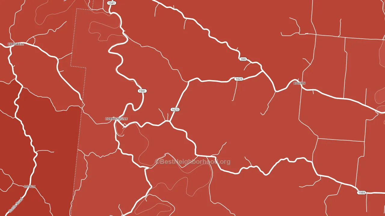Cornishville, KY block-group political-lean map