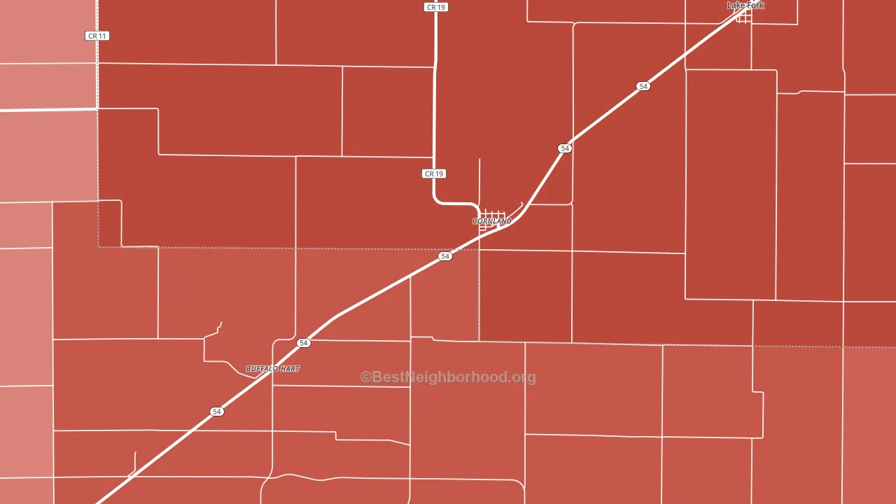 Cornland, IL block-group political-lean map