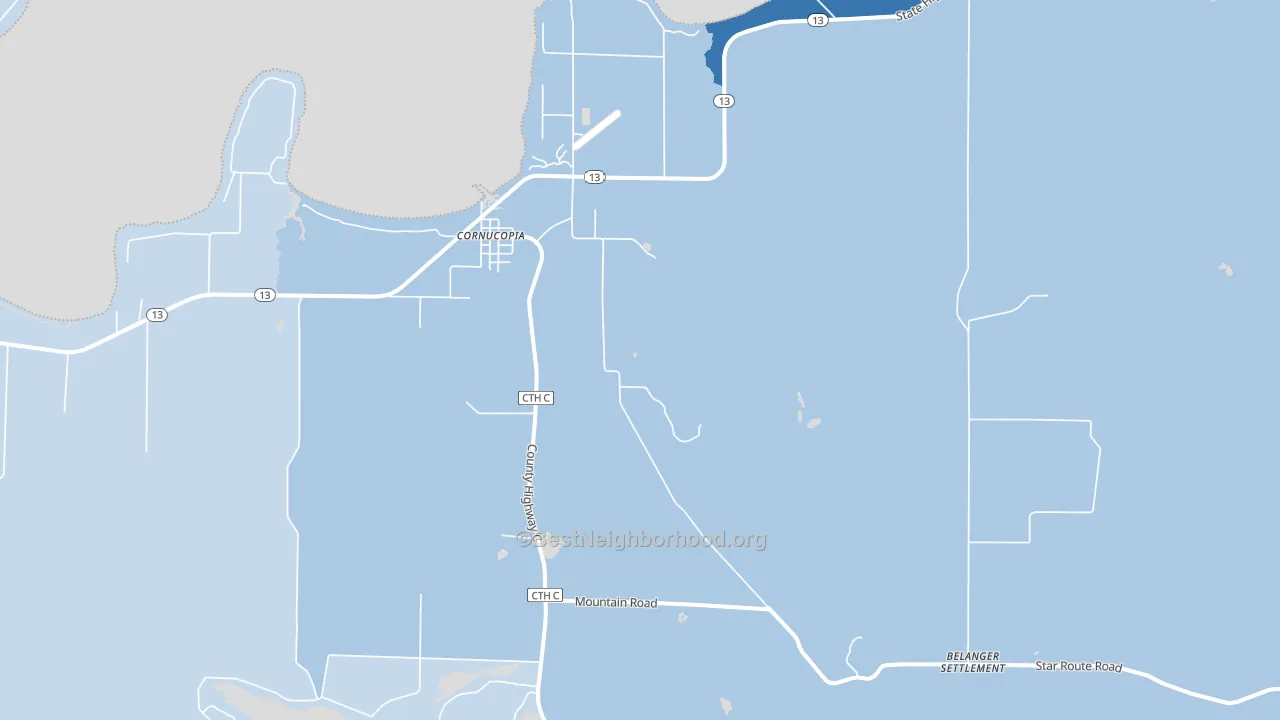 Cornucopia, WI block-group political-lean map