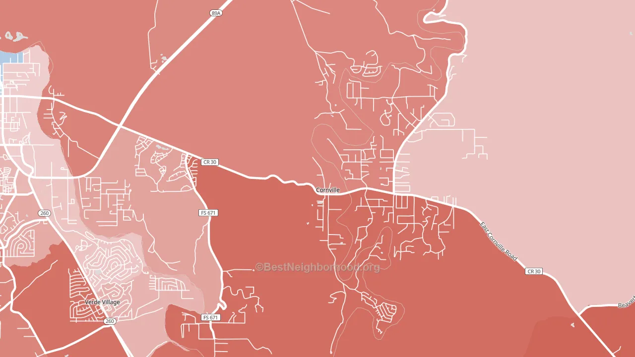 Cornville, AZ block-group political-lean map