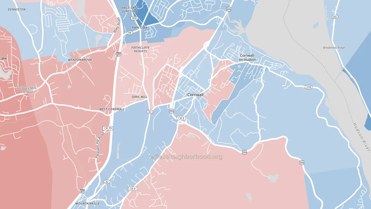 Cornwall, NY block-group political-lean map