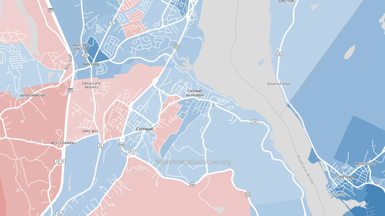 Cornwall On Hudson, NY block-group political-lean map