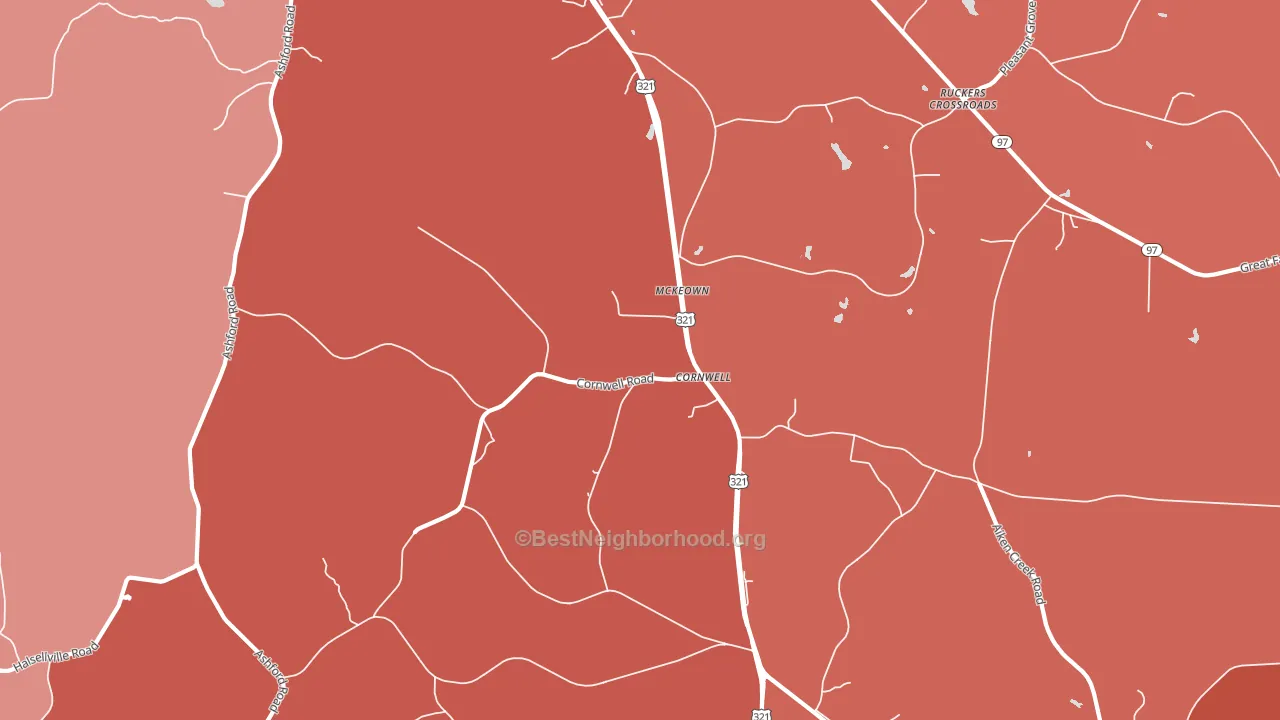 Cornwell, SC block-group political-lean map