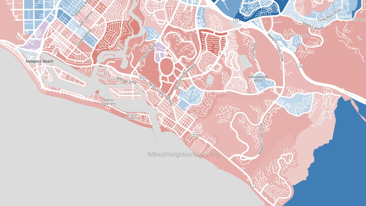 Corona Del Mar, CA block-group political-lean map