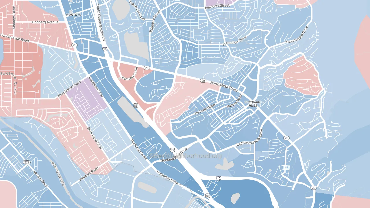 Coronado, El Paso, TX block-group political-lean map