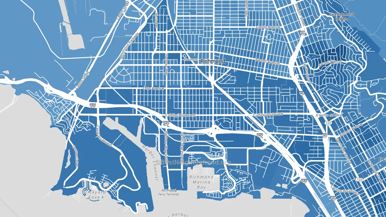 Coronado, Richmond, CA block-group political-lean map