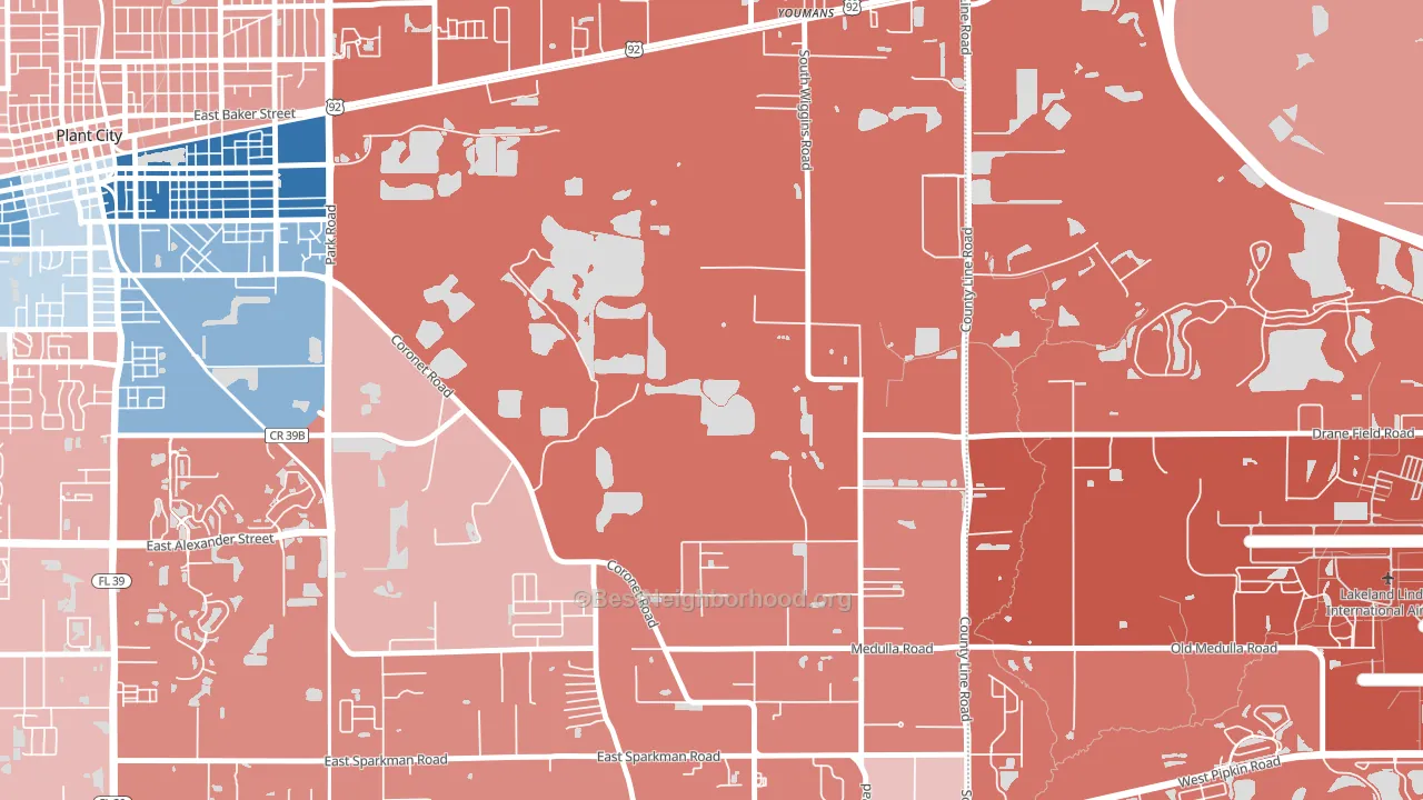 Coronet, FL block-group political-lean map