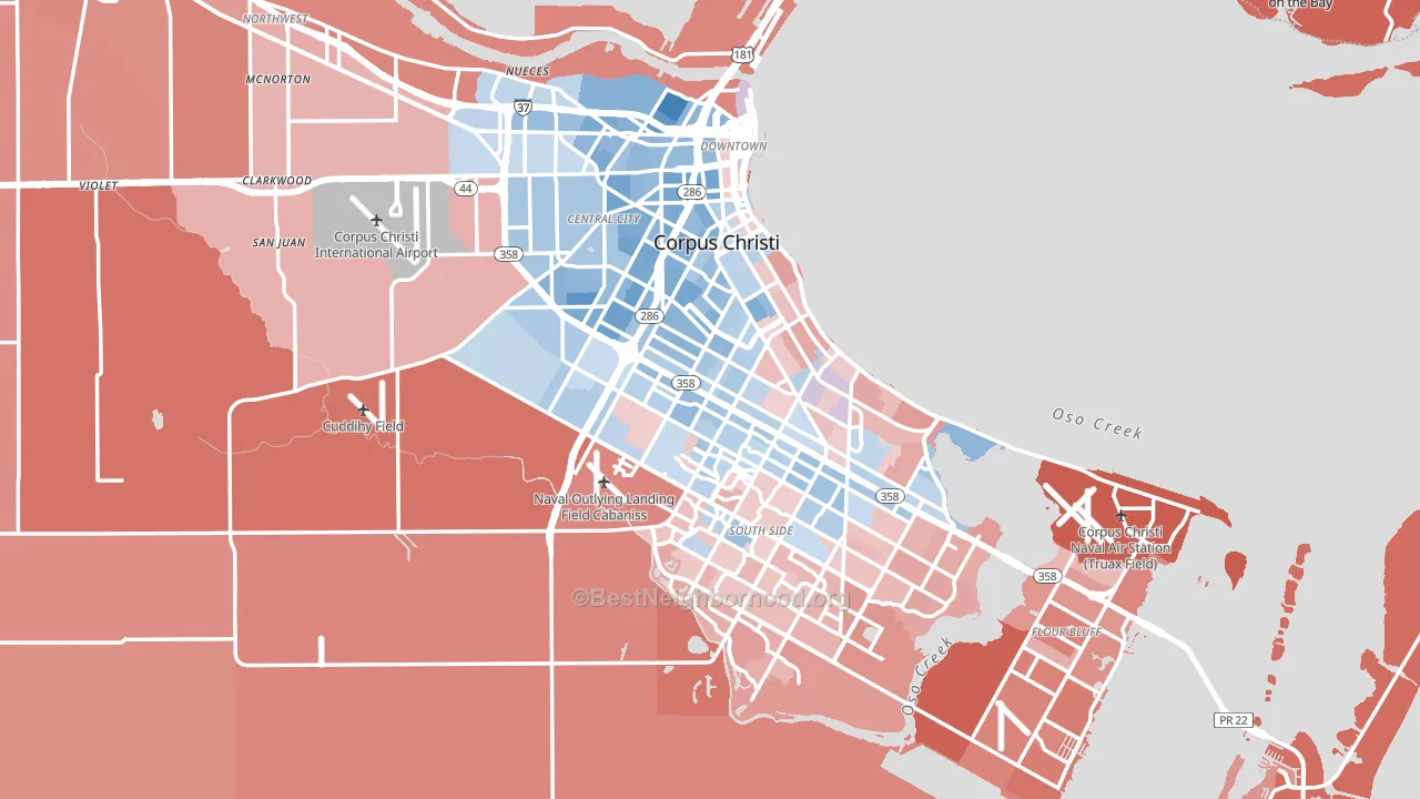 Corpus Christi, TX block-group political-lean map