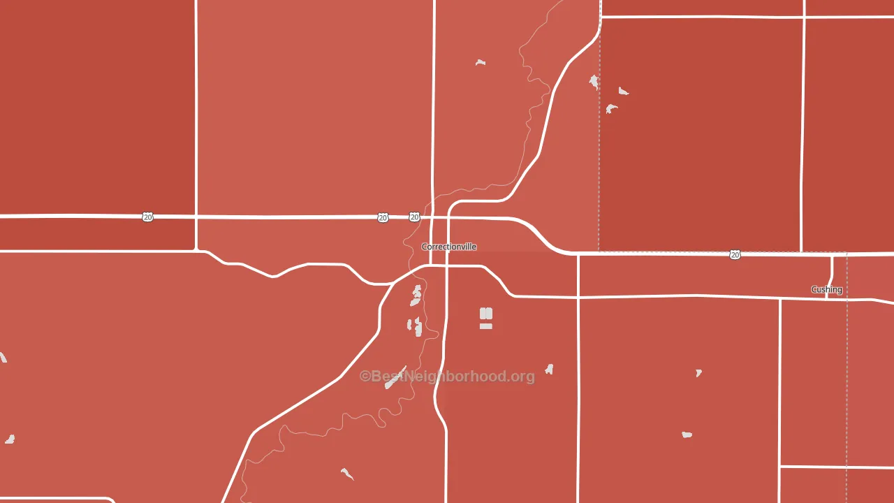 Correctionville, IA block-group political-lean map