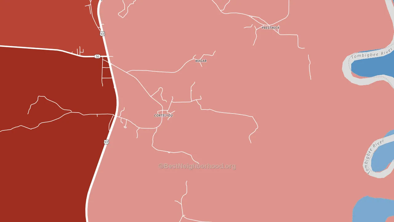 Cortelyou, AL block-group political-lean map