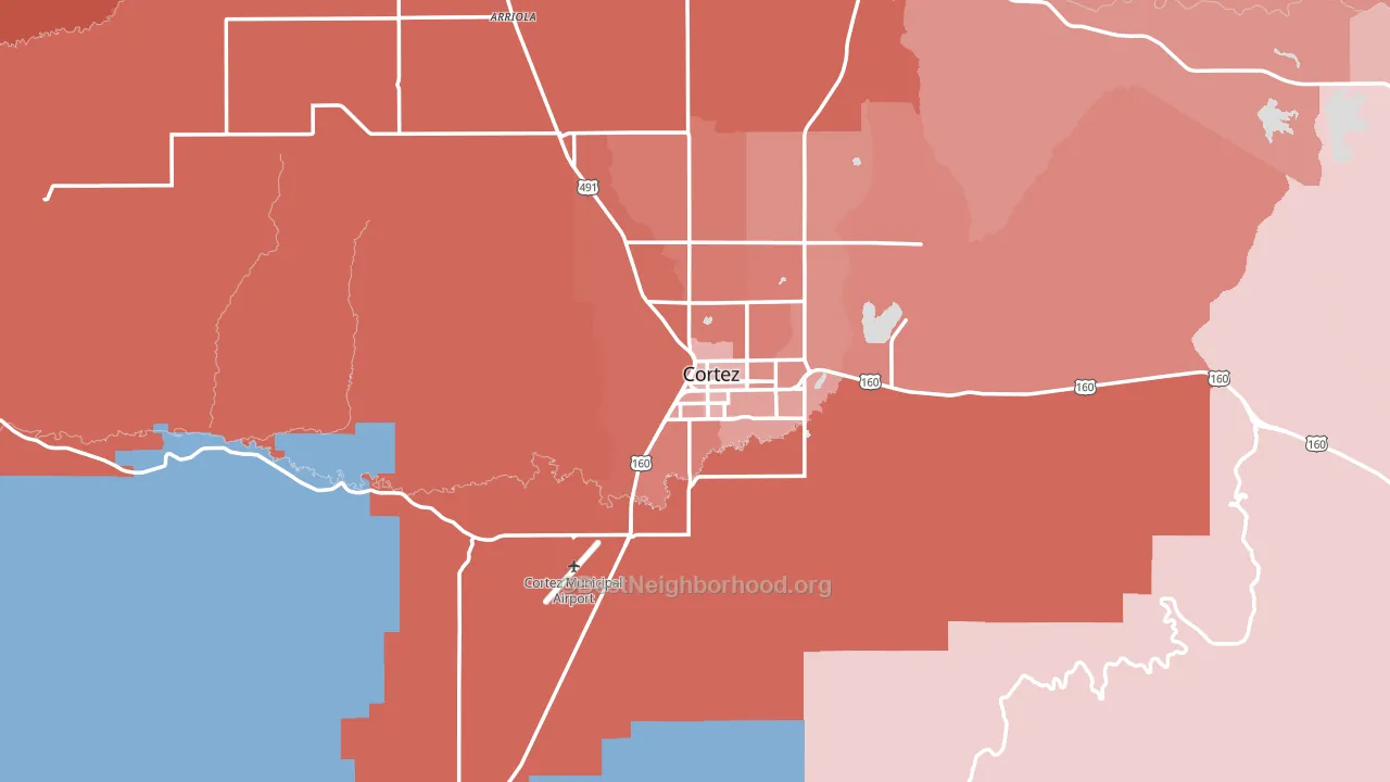 Cortez, CO block-group political-lean map
