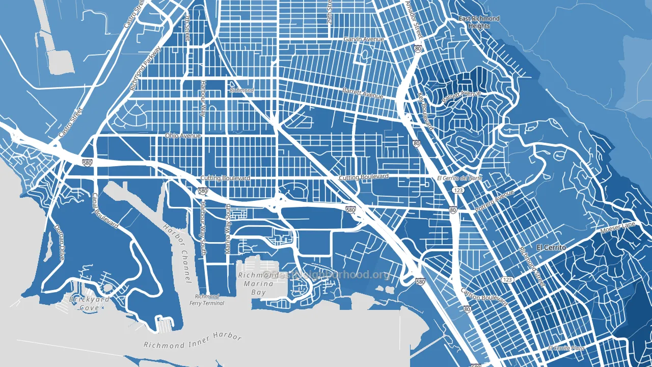 Cortez-Stege, Richmond, CA block-group political-lean map