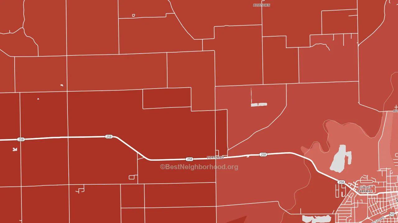 Cortland, IN block-group political-lean map