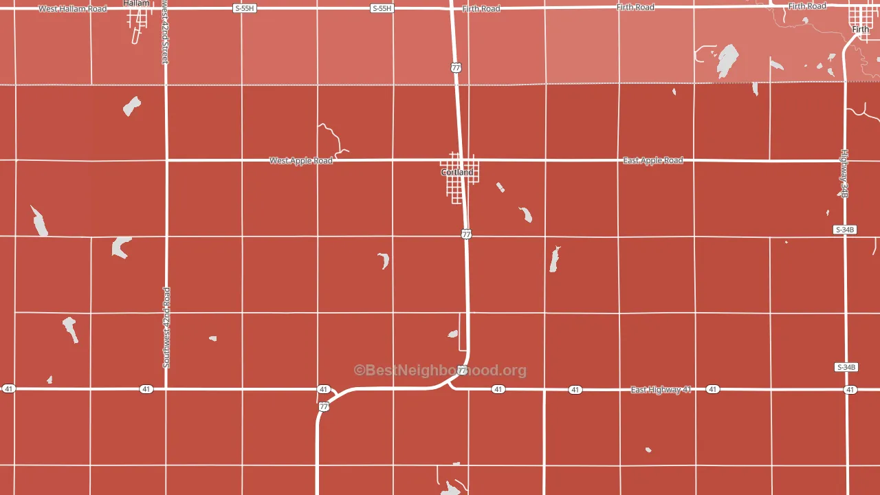 Cortland, NE block-group political-lean map